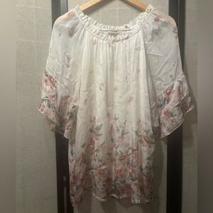 BELLAMBIA Silk Blend Made In Italy Floral On/Off Shoulder Lightweight Lined Top
